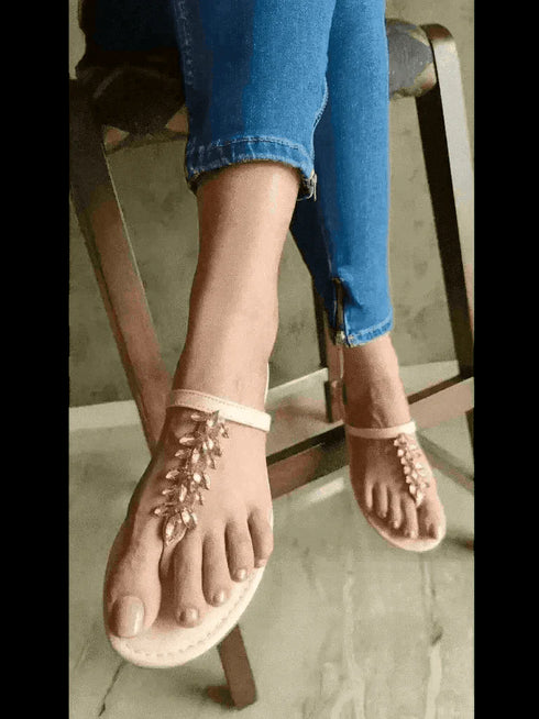 Rare Sparkle Pastel Pink T - strap Flats - cunei